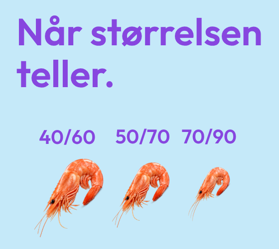 Hva betyr 40/60 eller 50/70 når man snakker om størrelse på reker?
